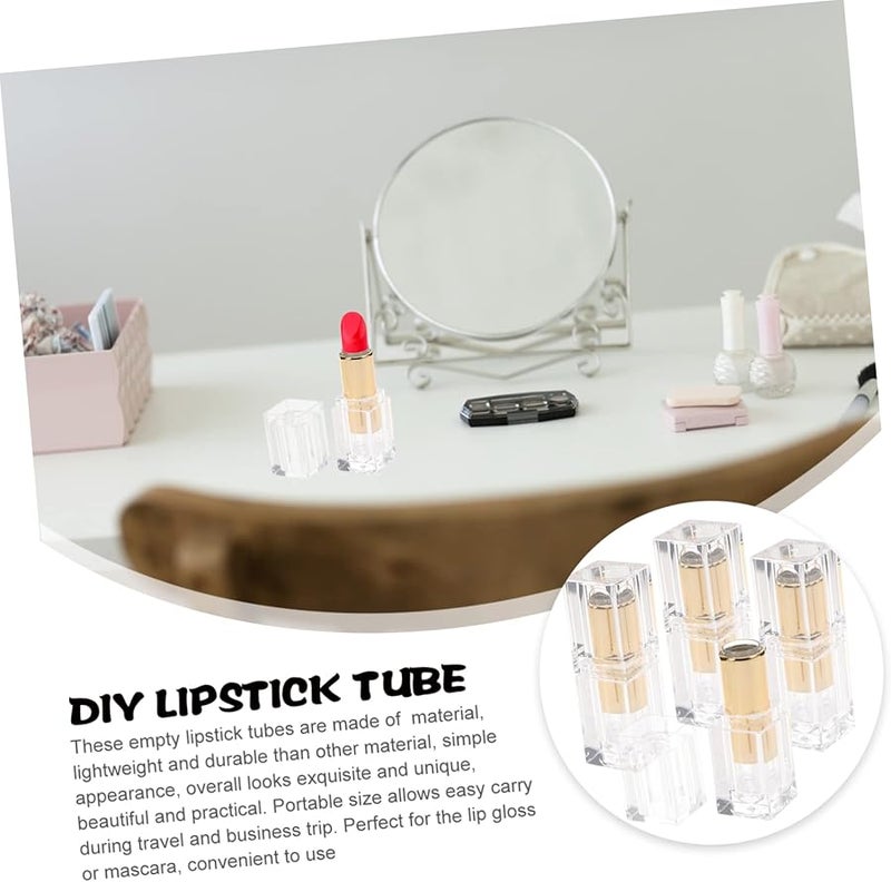 Beaupretty 4 قطع أنابيب أحمر شفاه شفافة محمولة، حاويات مرطب شفاه قابلة لإعادة الاستخدام للسفر وصنعها بنفسك - Image 3